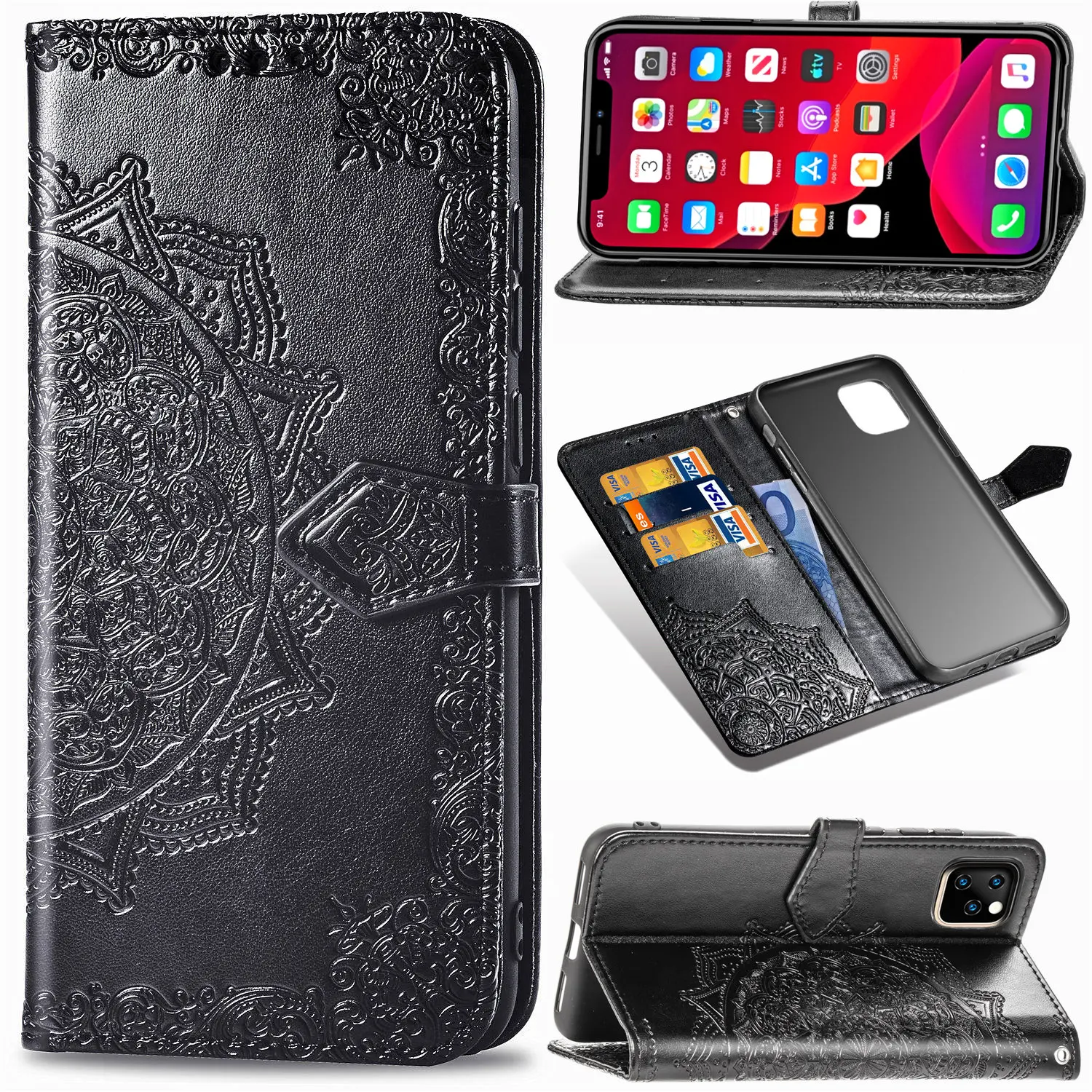 Leather Flip Cover Phone Case For iPhone 11 Pro Max XR X XS 7 8 6 6s Plus 8plus iPhone11 Shockproof Wallet Stand Holder | Мобильные