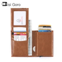 bisi goro 2021 multi functional coin purse wallet for men vintage credit card holder crazy horse handmade leather men wallets