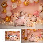 Фон для фотосъемки в фотостудии с изображением розовой девушки дня рождения