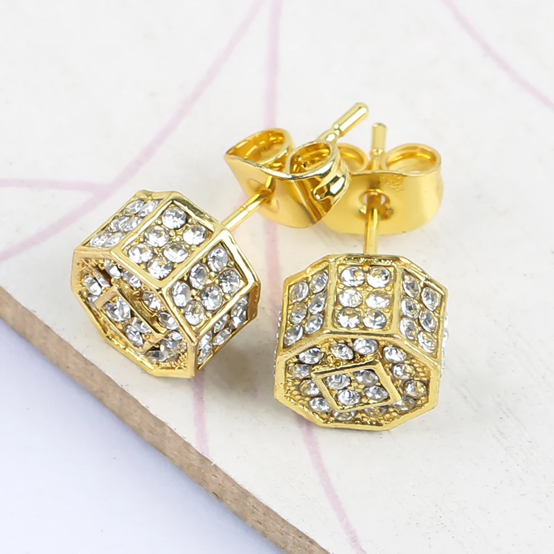 Серьги-гвоздики с фианитами B4M083 для мужчин и женщин | Украшения аксессуары