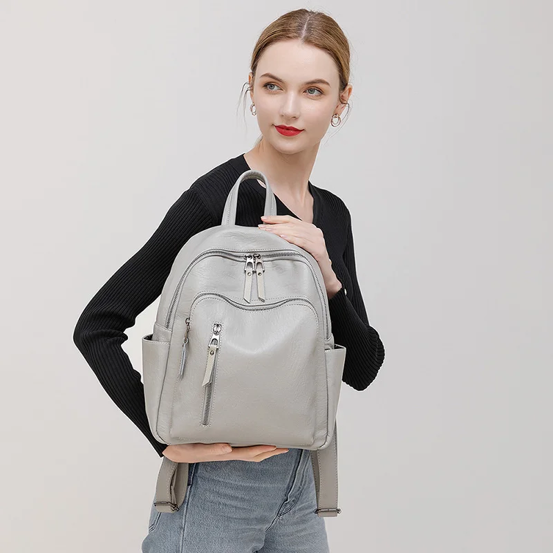 

Double shoulder bag women 2021 new fashion sheepskin versatile travel bag Japan and South Korea soft leather atmospheric women's