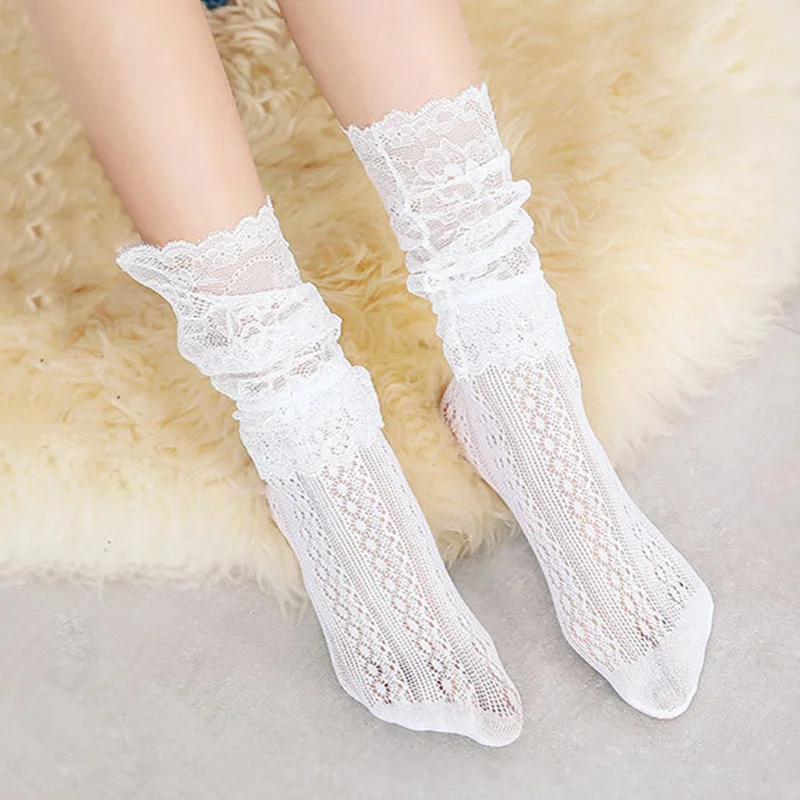 Корейские консервативные свободные женские носки сетчатые кружевные школьные