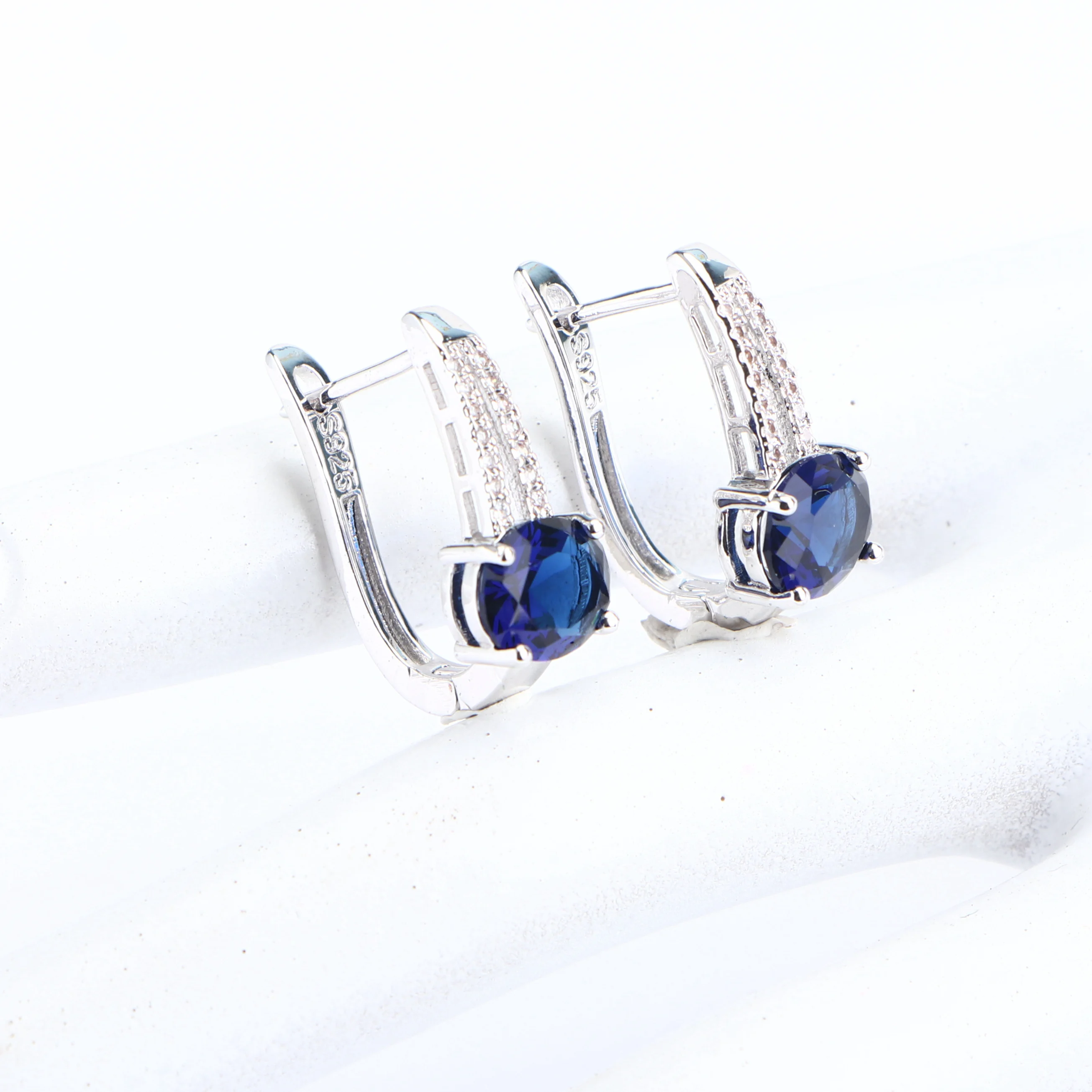 

Blue Zircon Bridal Jewelry Sets For Wome 925 Silver Wedding Jewelry Stones Necklace Rings Earrings Pendant Charms Bracelet Set