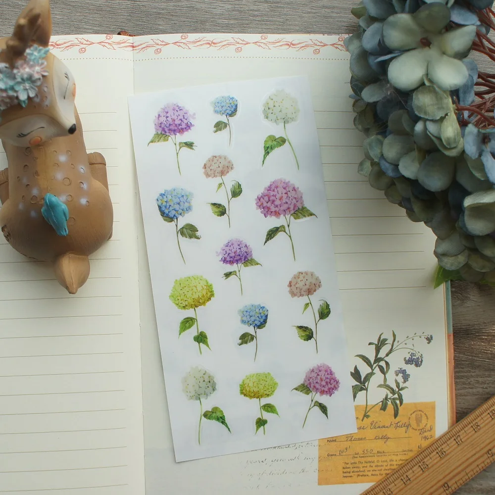 1 лист красочный дизайн гортензии наклейка в качестве подарочной бирки декорация