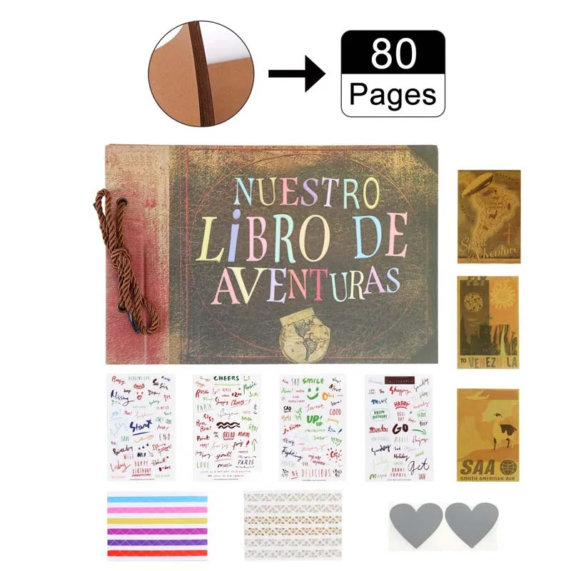 Adventure Book OurWarm, 60/80 страниц, сделай сам, свадебный фотоальбом, крафт-бумага, гостевая книга, юбилей, подарки на день рождения, дорожная книга с памятью, книга с подписью - Цвет: Adventure Book