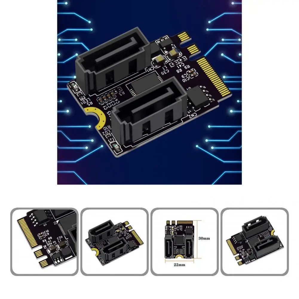 

Long Service Time Anti-oxidation M.2 A+E KEY to 2 Ports SATA Hard Drive Thin USB Converter Card for IPC
