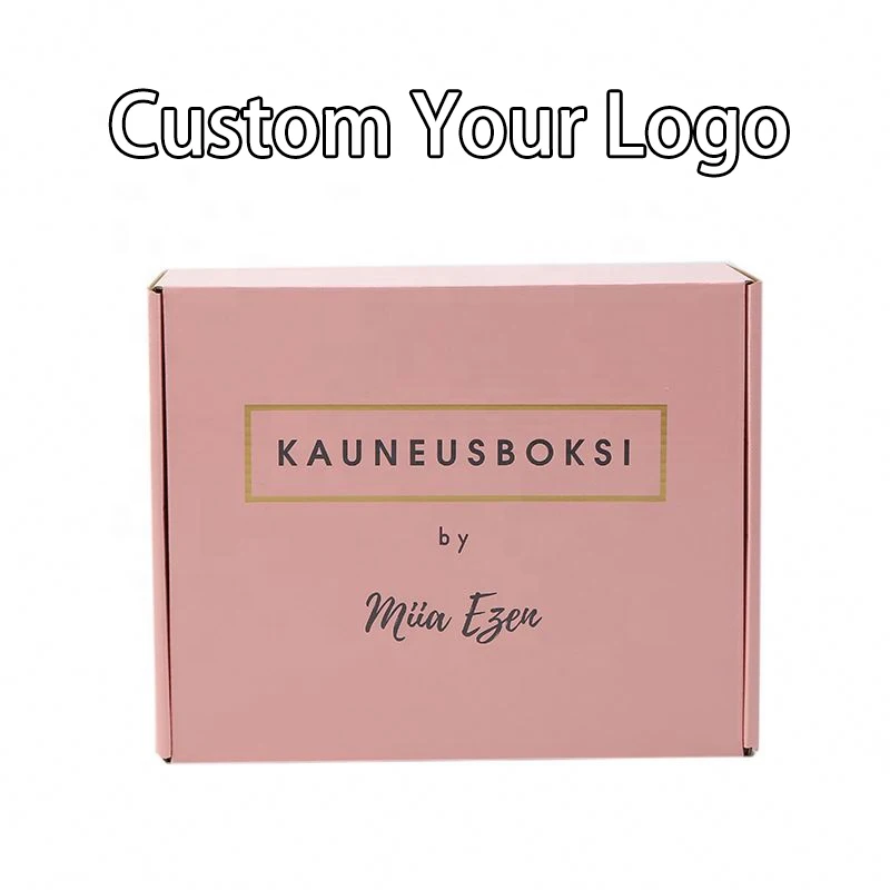 Custom Logo Cardboard Cartons Shipping Mailer Box Pink Cosmetic Set Cosmetics Mailing Skin Care Corrugated Packaging Boxes