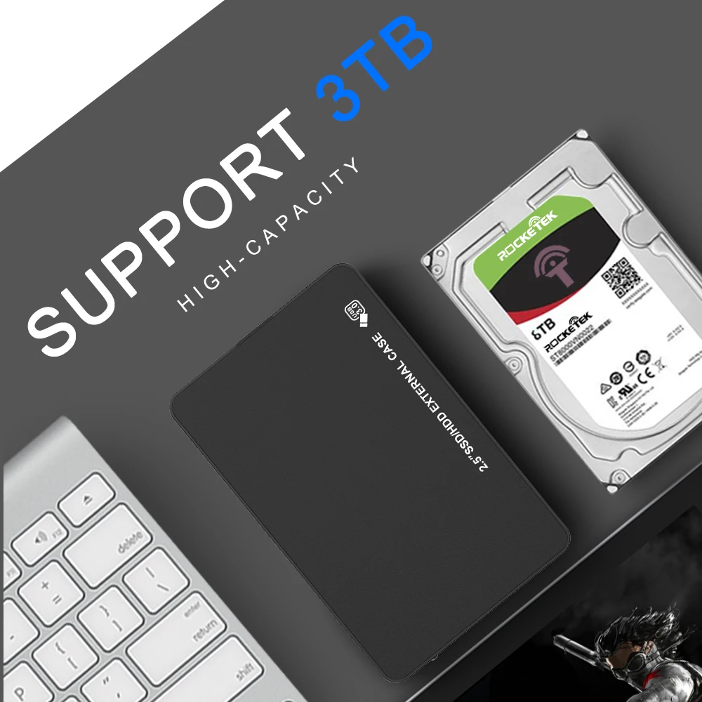 

Rocketek HDD Case 2.5 inch SATA to USB 3.0 SSD Adapter Hard Disk Drive Box External HDD Enclosure for Notebook PC Desktop