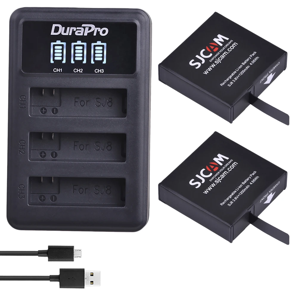 2 шт. 1200 мАч Оригинальный аккумулятор для камеры SJCAM SJ8 + светодиодное зарядное
