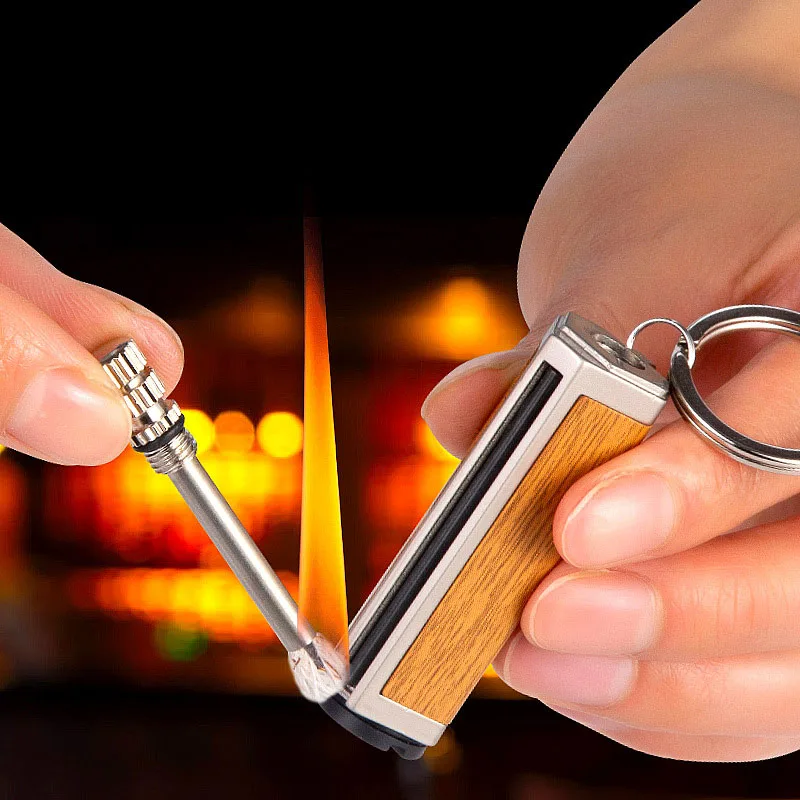 

Multi-Function Keychain Kerosene Creative Lighter Metal Paste Leather Lighters Waterproof Outdoor Camping Ignition Gadgets