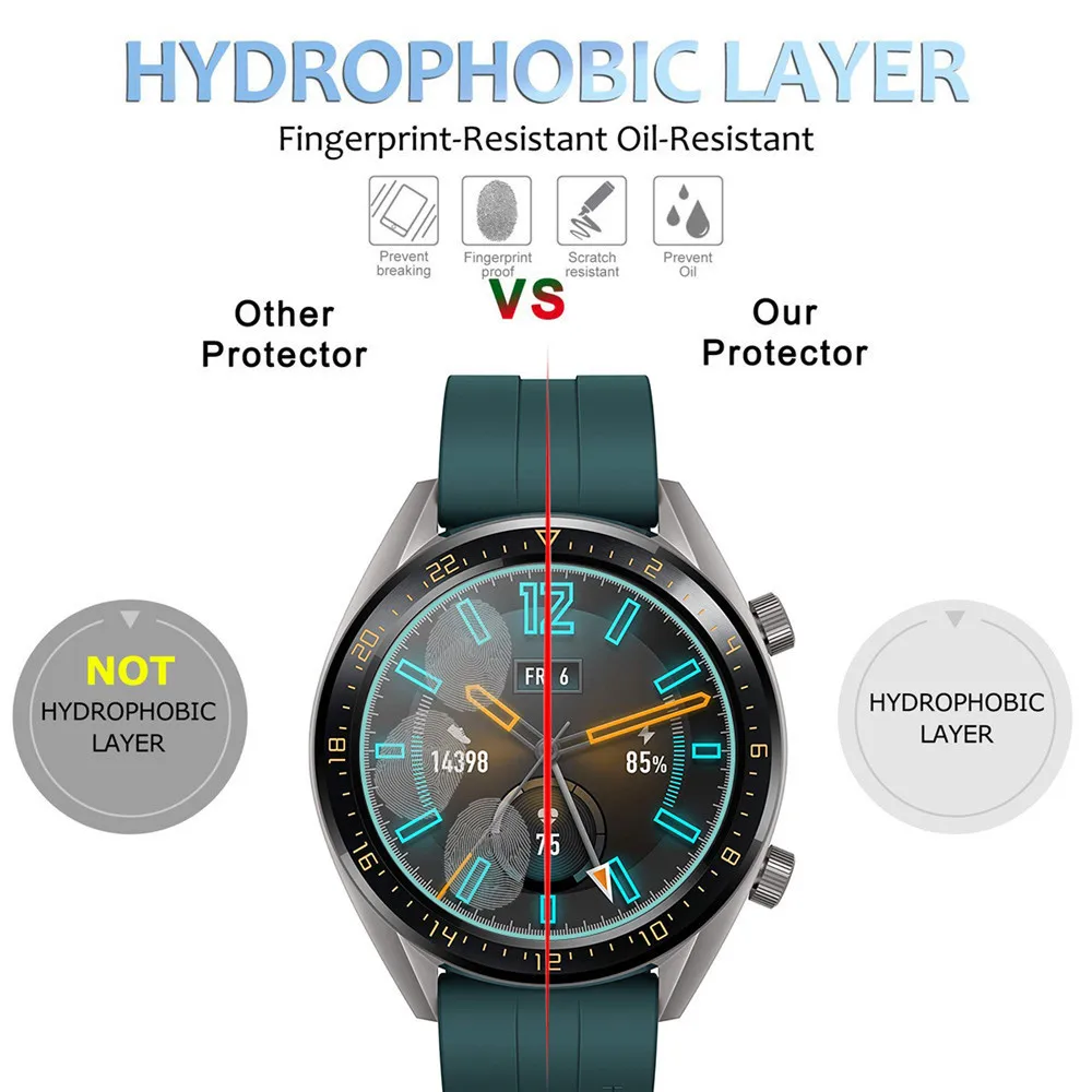 2pcs for huawei watch gt active elegant tempered glass screen protector protective film guard anti explosion anti shatter free global shipping