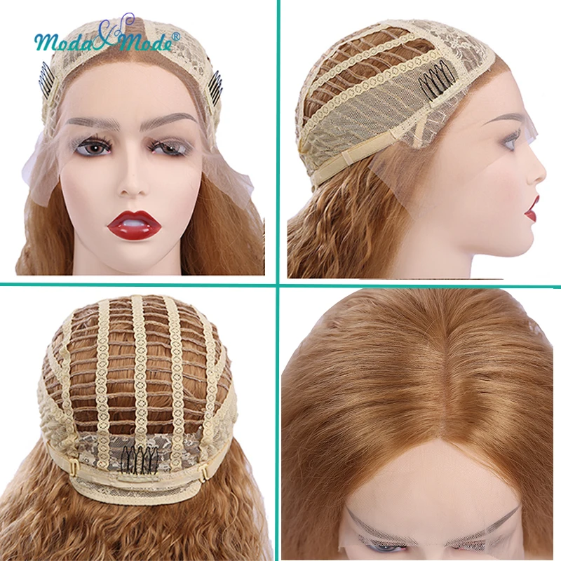 

Moda&Mode Kinky Curly Synthetic Wig 26 Long Blonde Wig Sythetic Lace front Wig for white/black women Heat Resistant