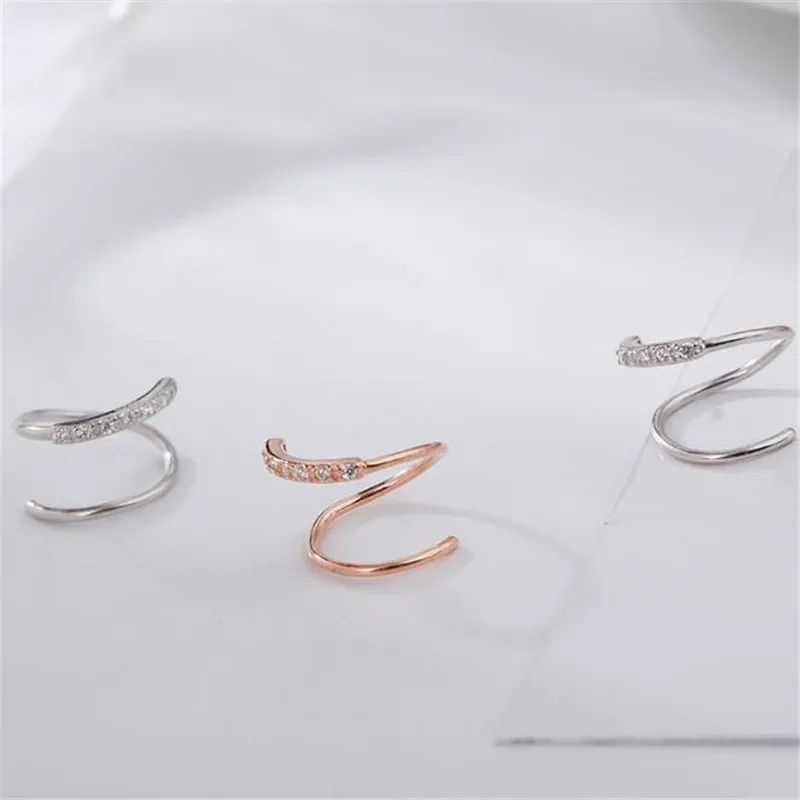 POFUNUO 925 Стерлинговое Серебро спирально витые серьги для девочек Милые простые