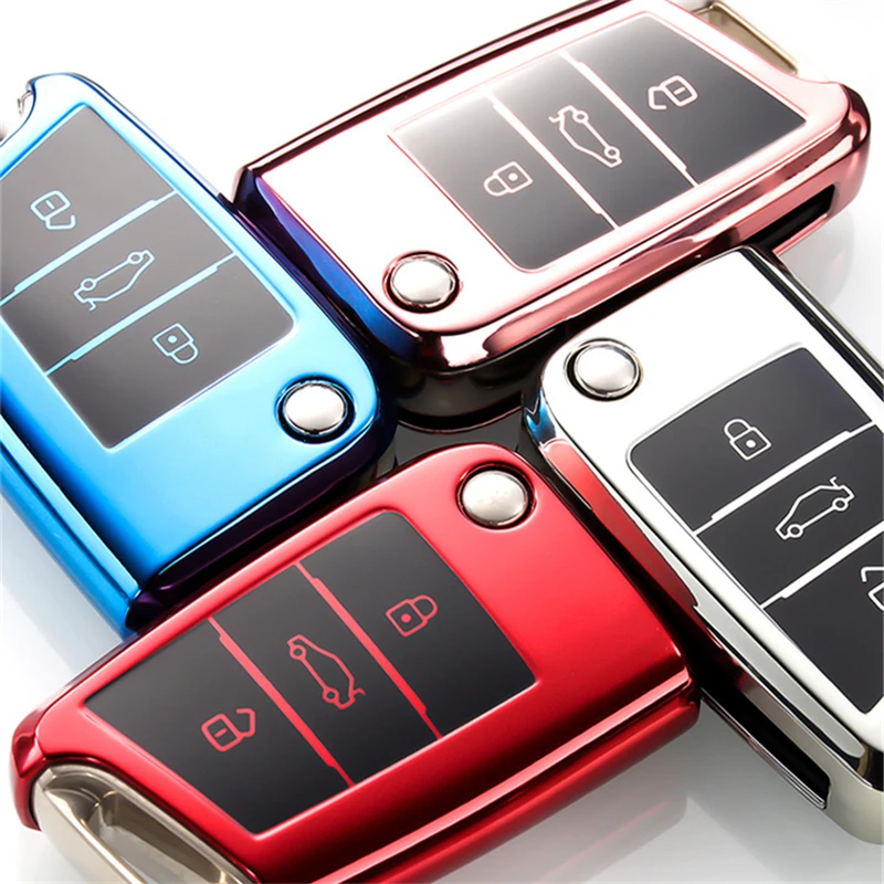 TPU Car Key Cover Case Protection For Volkswagen VW Golf7 mk7 Seat Ibiza Leon FR 2 Altea Aztec Skoda Octavia Accessories | Автомобили и