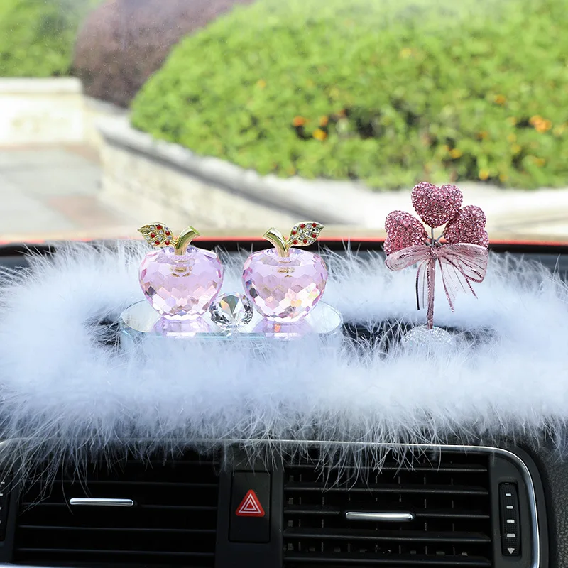 

Crystal Glass Lovely Pink Apple Figurines Car Perfume Bottle Apple Fruit Paperweight Car Table Ornament Decor Fengshui Gifts
