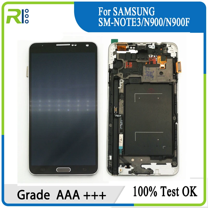 

ЖК-дисплей Super AMOLED для Samsung Galaxy Note 3 N900 N9005 N900A N900V, ЖК-дисплей с сенсорным экраном и дигитайзером в сборе с рамкой
