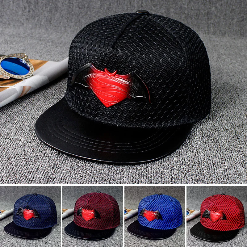 

leather Geometric batman metal cotton acrylic Casquette Baseball Cap Adjustable Snapback Hats for men and women pu baseball caps