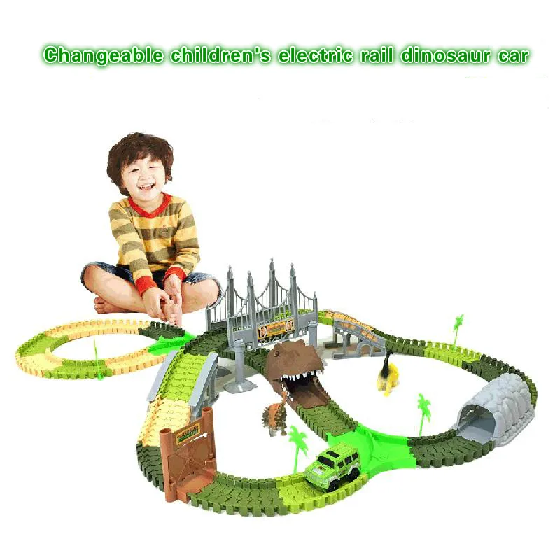 

Track Toy Car Puzzle Diy Assembled Toy Car Changeable Electric Children's Dinosaur Plastic Rail Car Gifts for Children Gift Toy