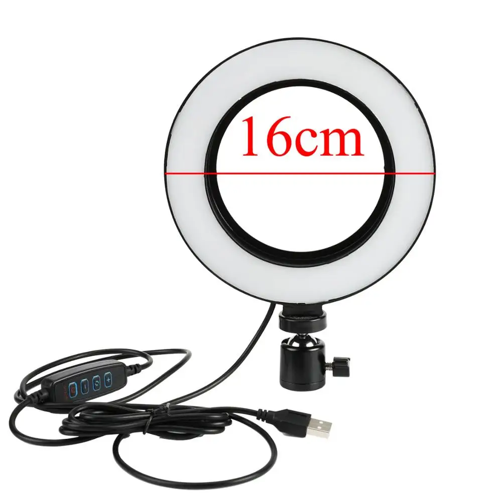 16cm Ring light Светодиодный кольцевой светильник для фотосъемки камеры кольцевой светильник студийный кольцевой светильник для видеосъемки портретный макияж с зажимом для телефона штатива - Цвет: 16cm Ring light