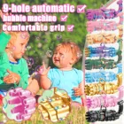 Электрическая пузырьковая машина со светодиодсветильник кой и музыкой для детей, пузырьковая машина с 9 отверстиями, пузырьковый пистолет Гатлинга, игрушки для детей на лето