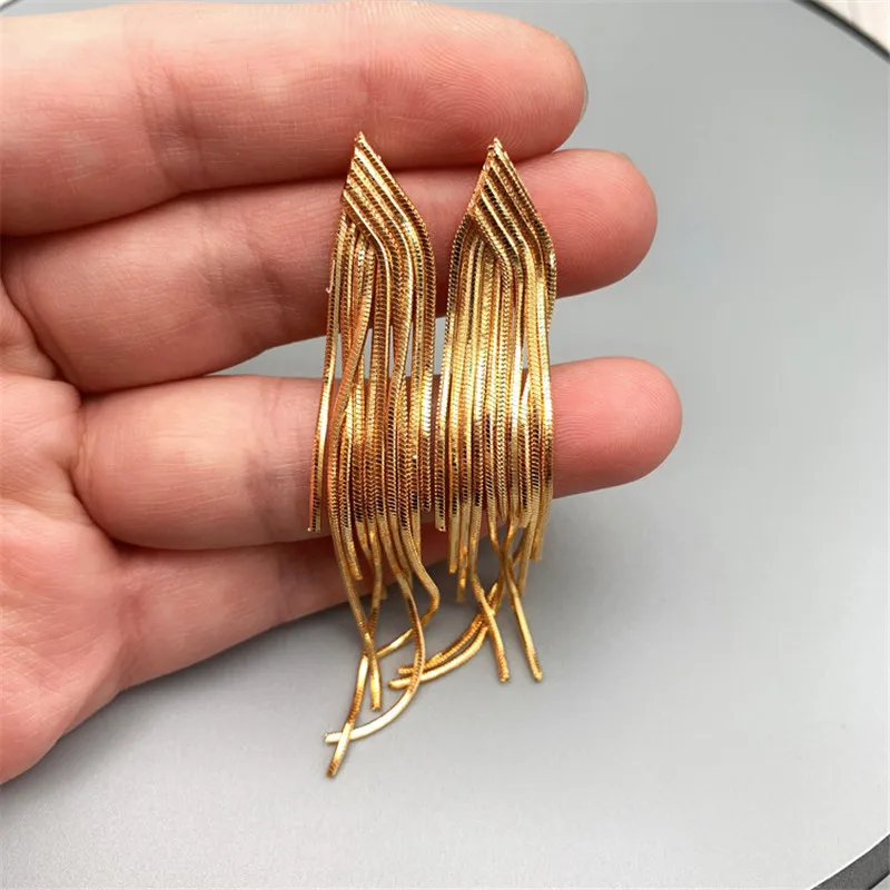 

POFUNUO 925 Sterling Silver Willow Leaf Long Tassel Line Stud Earrings Women Cute Boho Box Chain Ear Lines Cute Chic Ear Studs
