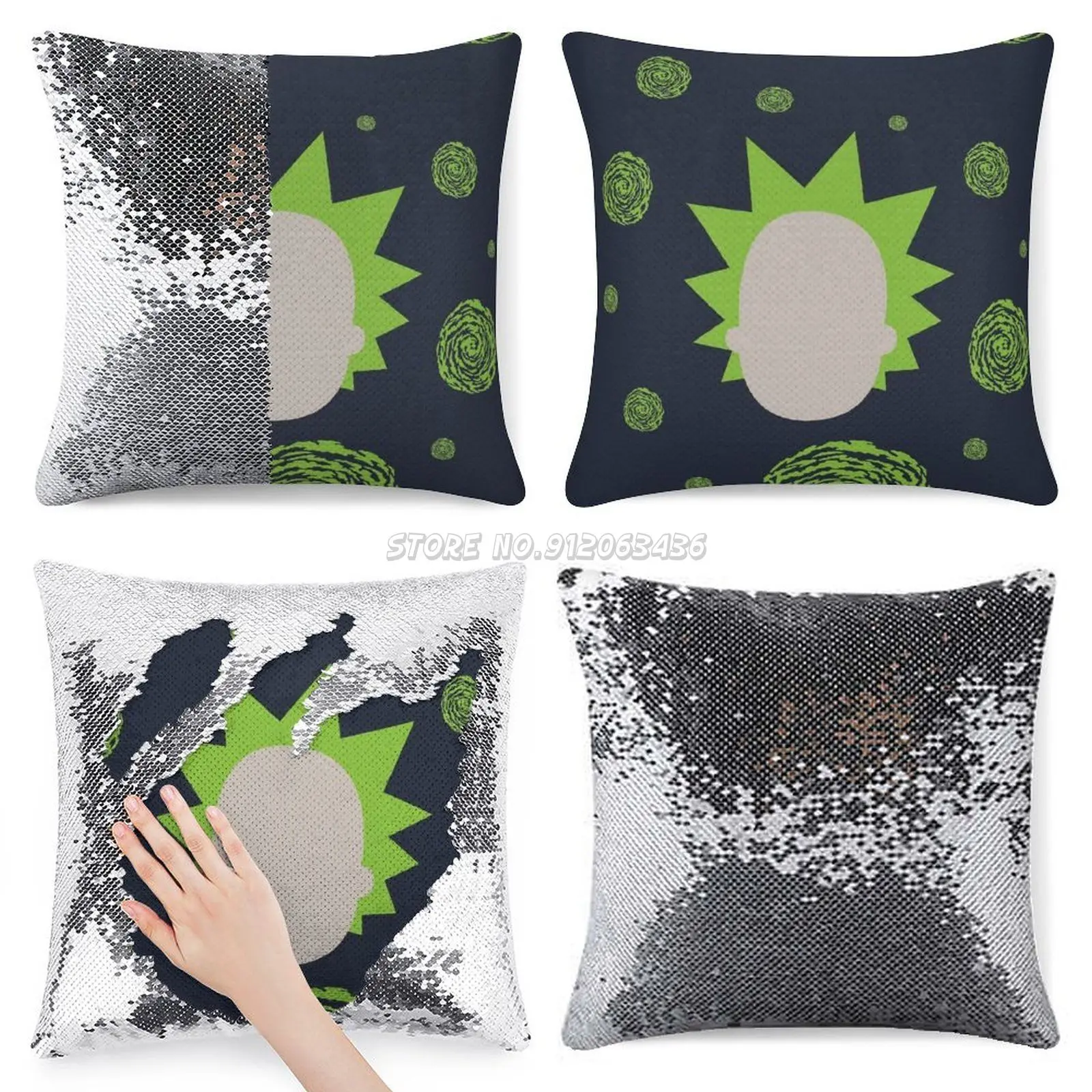 Наволочка с блестками и рисунком 40 х40 см | Дом сад