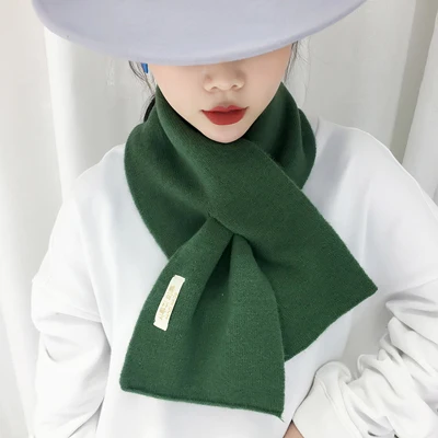 green Luna& Dolphin, женский шерстяной зимний шарф, круглый шарф, ярлык, Теплый Шерстяной палантин, Пашмина, 70x18 см, мягкий маленький женский шарф - Цвет: green