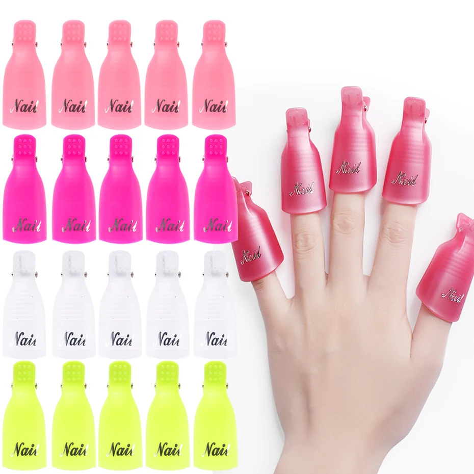 

10 шт., пластиковые блестящие колпачки для удаления лака