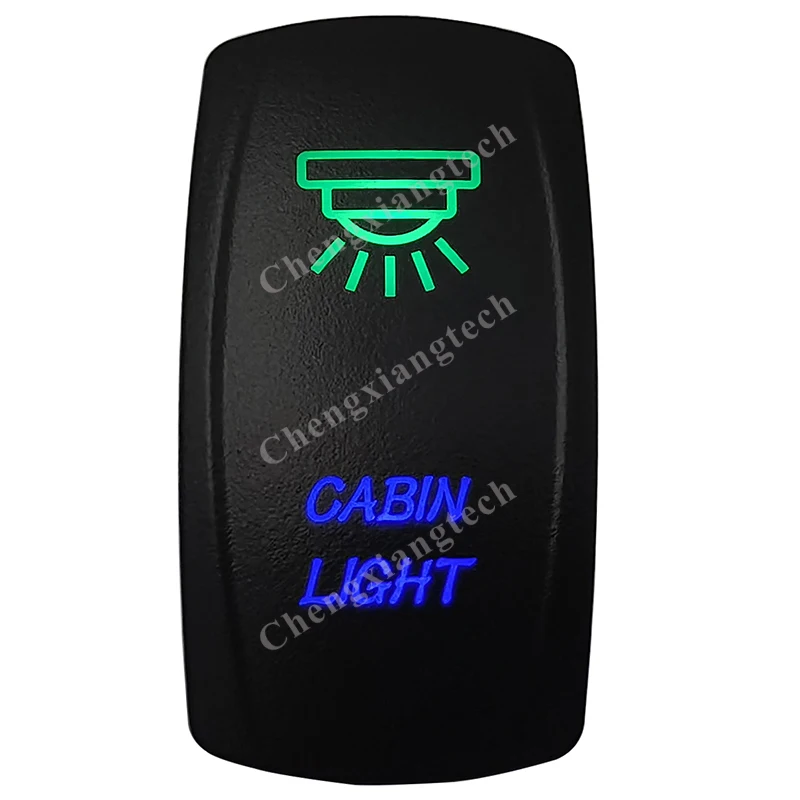 

12V 24V Marine Car Boat Truck RV CABIN LIGHT Rocker Switch SPST, 5 Pins ON-OFF, Green & Blue Led Push Switch for Carling