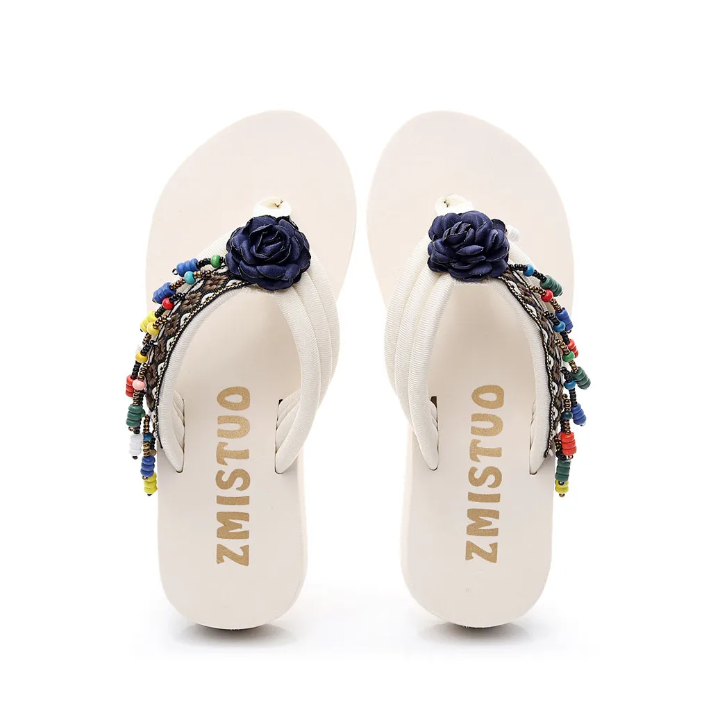 Женская обувь Домашняя Женские летние шлепанцы в богемном стиле с цветами