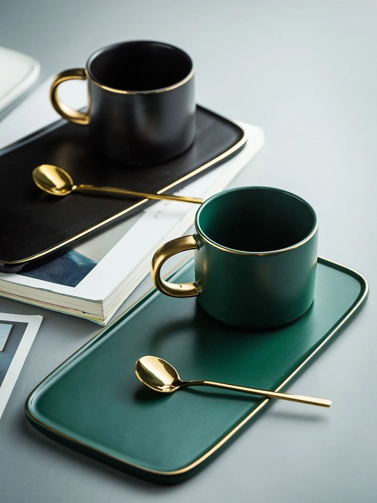 

Coffee cup saucer with spoon luxury Phnom Penh ceramic cup and saucer breakfast, afternoon tea cup and saucer tray gift box set