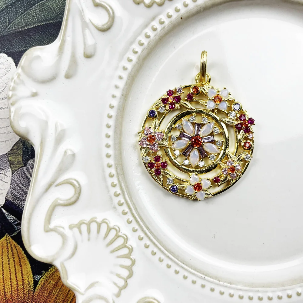 Подвеска венок амулет цветы золотого цвета из стерлингового серебра 925 пробы