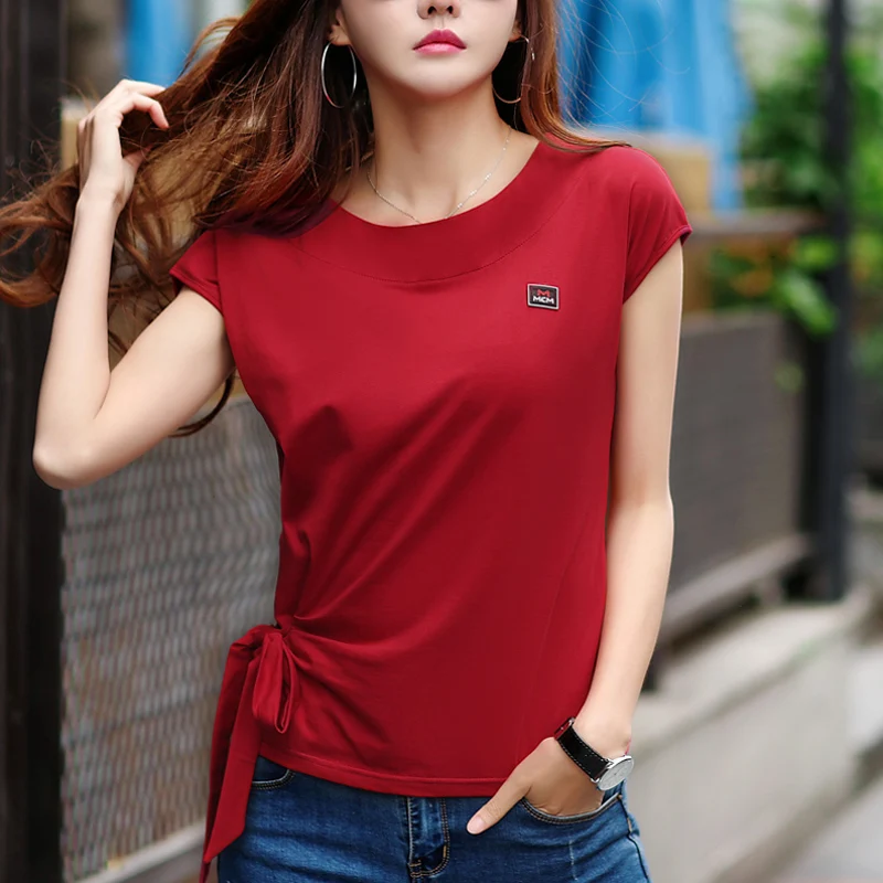 

Summer T shirt Women Harajuku Vintage Female Casual Fashion Bandage Tshirt O-neck Short Sleeve T-shirt White Vetement Femme