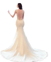 romantic new fashionable appliques vestido de novia casamento bridal gown sexy backless mermaid wedding dress 2016 free shipping