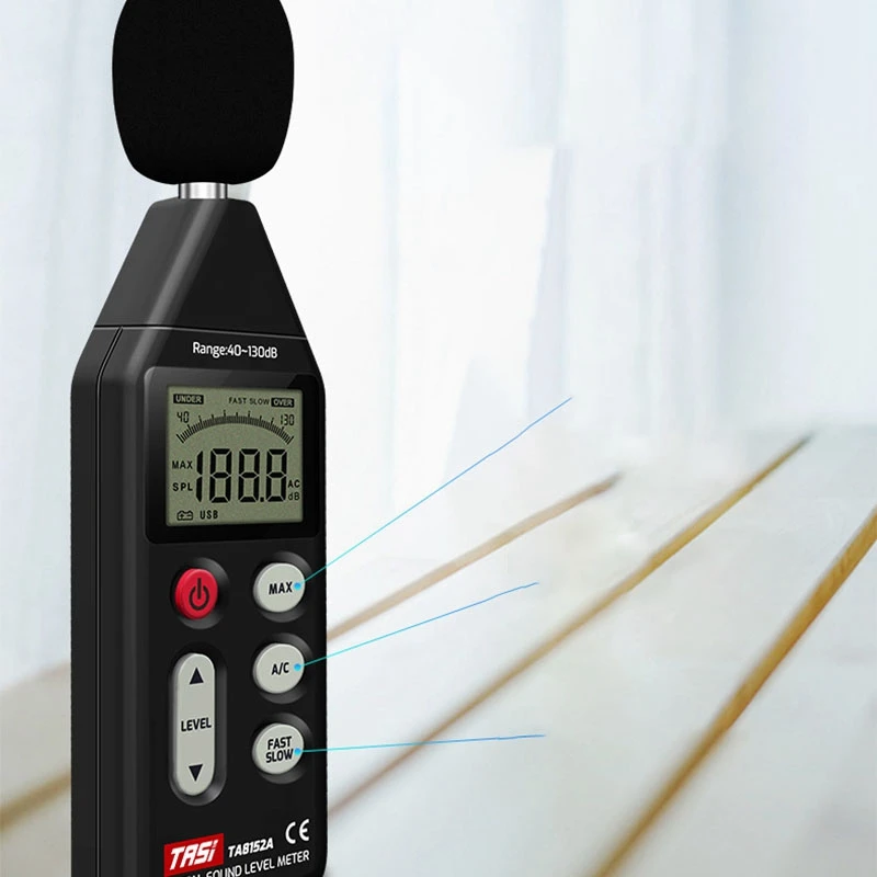 TASI TA8152B Digital Sound Level Meter Noise USB Data Contaction LCD Display 40-130DB Tester Volume Measuring | Инструменты