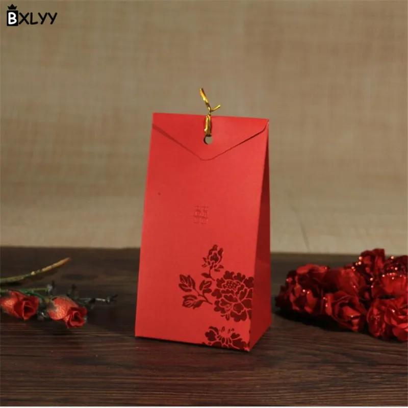 BXLYY красная Свадебная конфетная коробка с кисточками DIY бумажное украшение для