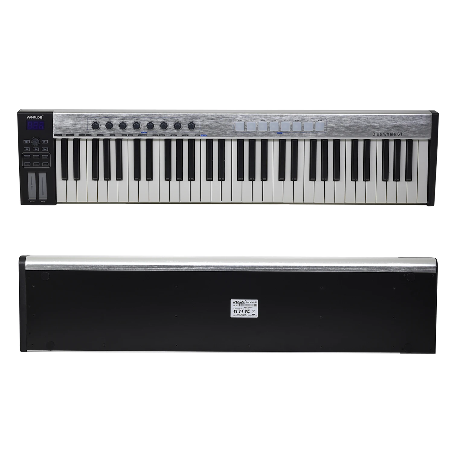 WORLDE синий кит 61 Портативная USB MIDI-контроллер клавиатура полуутяжеленные клавиши 8