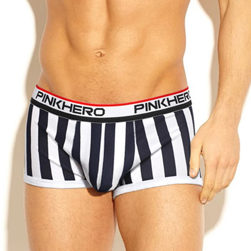 Лидер продаж мужские трусы-боксеры Pink Hero сексуальные хлопковые боксеры в полоску