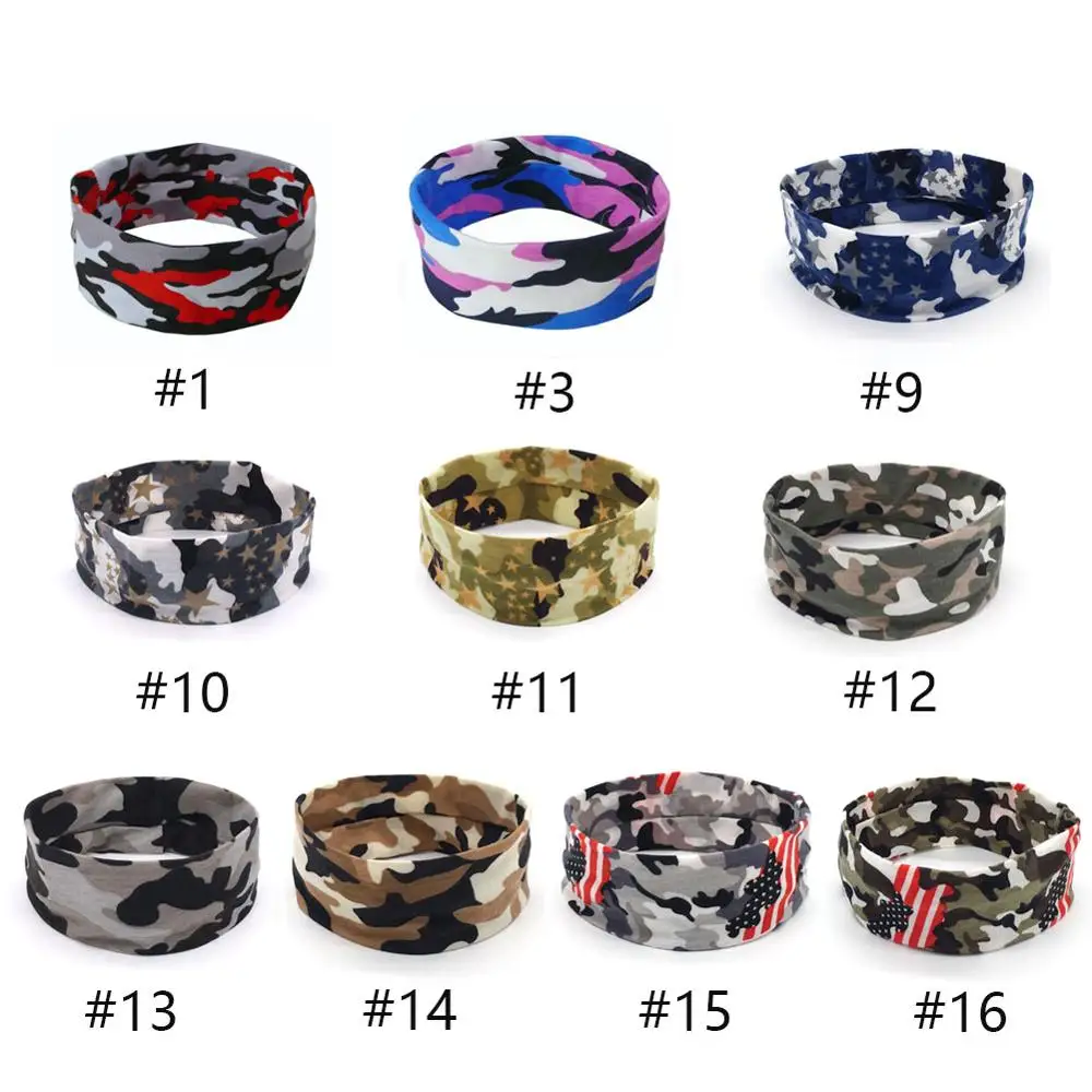 

Men Fashion Exercise Yoga Headband Camouflage Elastic Cotton Headband Women Running Antiperspirant Hair Band