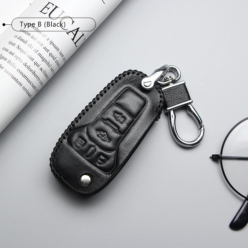 Leather Car Key Cover Case For Ford Transit Custom Explorer 5 Ranger F-150 Mondeo Mk4 MK5 MK3 3 Flex Ring Shell Accessories | Автомобили и
