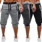 Мужские с эластичной резинкой на талии, штаны для бега по колено Спортивные Шорты однотонные размера плюс