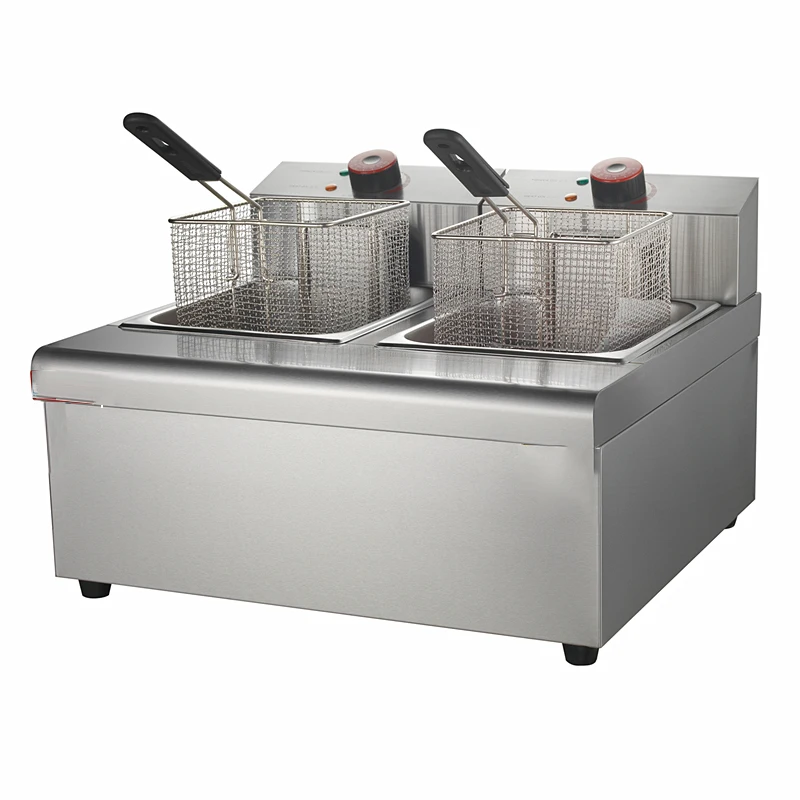

220V Double Cylinder Double Sieve Electric Fryer Commercial High Power Deep Fryer Fried Chicken Cutlet French Fries Machine