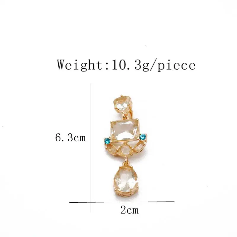 Free Shipping New Elegant Glass Stones Geometric Clip Earrings Statement