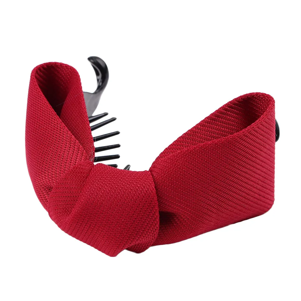 Корейские женские элегантные заколки для волос с большим бантом однотонные