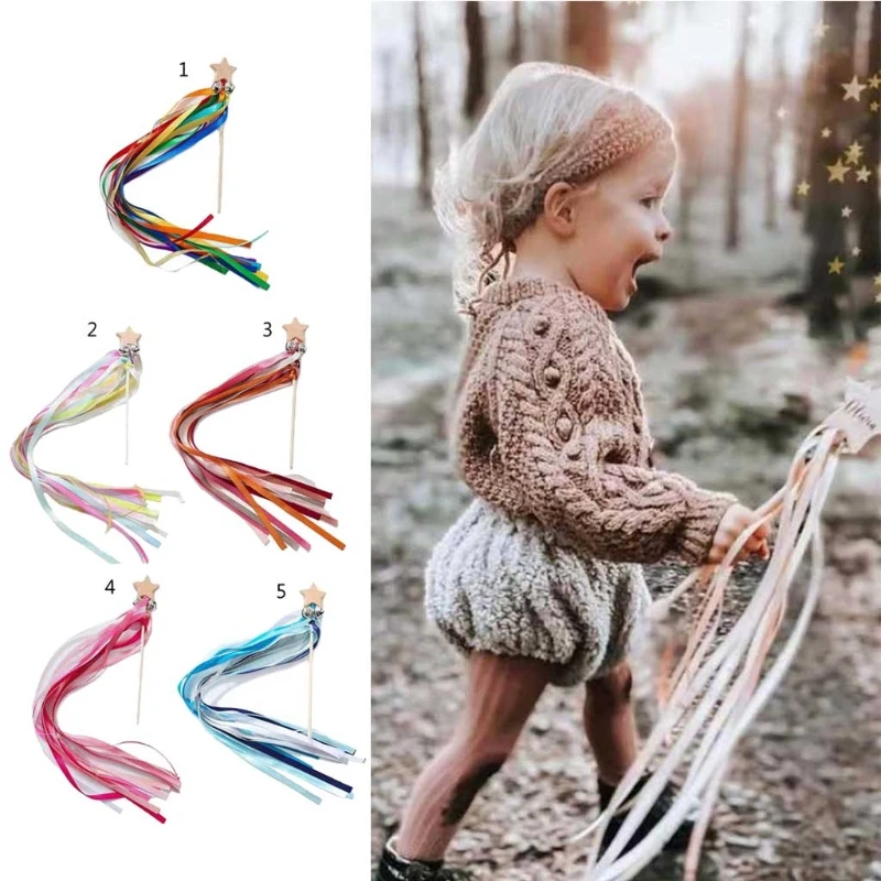 

Infant Rainbow Ribbon Hand Bells Hand Kite Sensory Ribbon Toy Montessori Waldorf Toys Kids Toddler Rattle Ball Kite Ribbon Toy