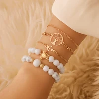 modish ornament personality beads alloy stainless steel hand chain female combination beaded bracelet for stylish women jewelry