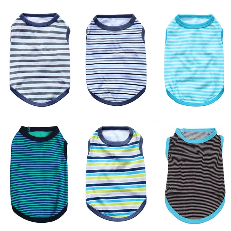 

2021NEW Summer Striped Dog Shirt Cotton Casual Pet Vest Comfortable Dog Costume PuppyT-Shirt Breathable Dog Clothes dog costume