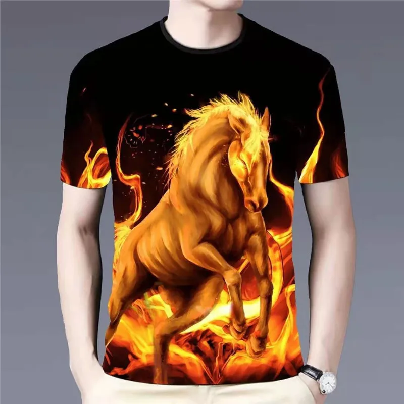 

2021 New Slim Round Neck Trendy Brand Top Fashion 3D Printing Short-sleeved T-shirt Young And Middle-aged Casual All-match L-4XL