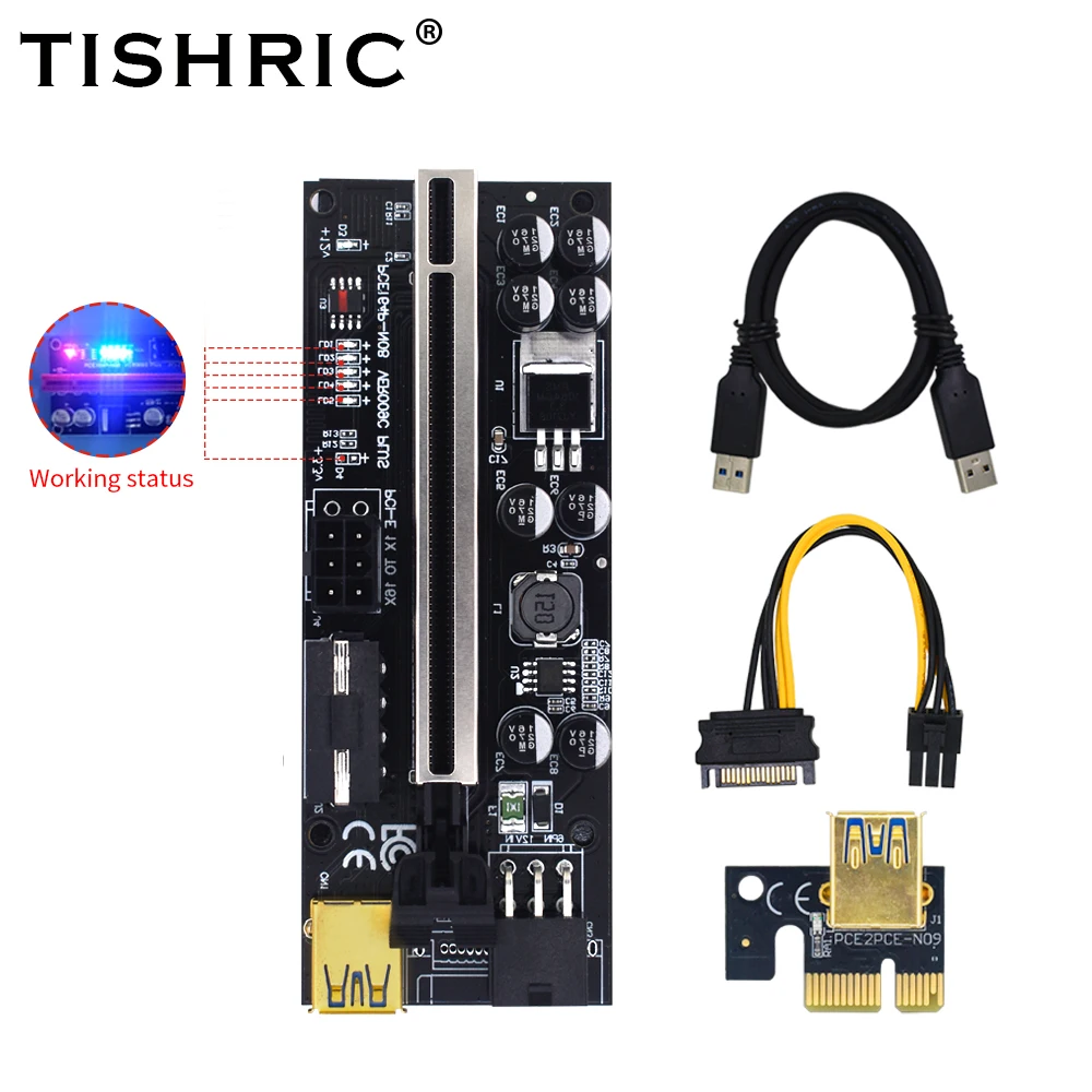 TISHRIC 1/6/10 шт. PCIE Riser 009S Plus PCI E 16x Райзер-карта VER009C плюс видеокарта Удлинительный