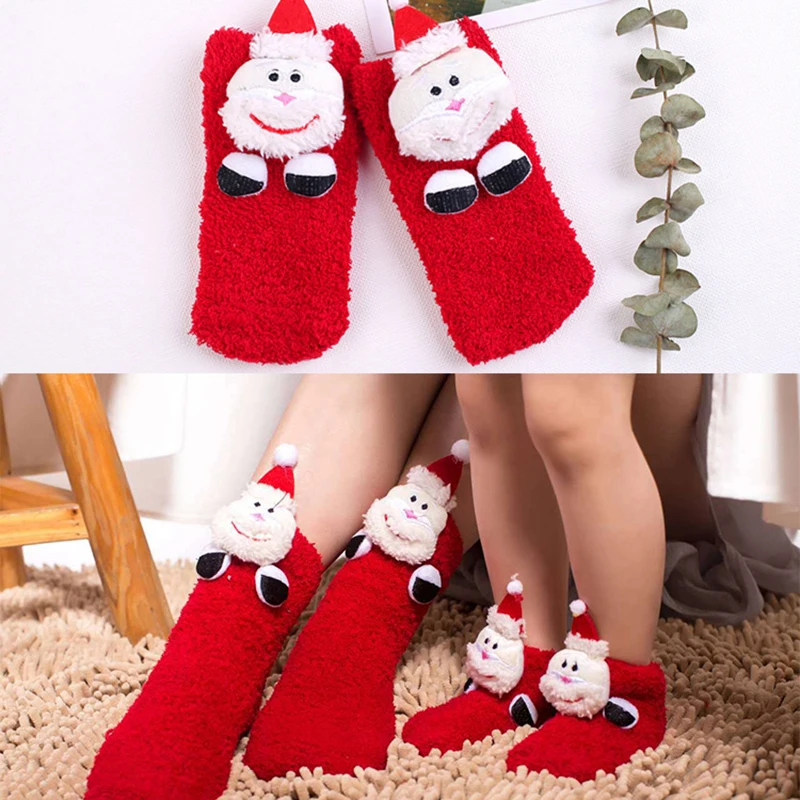 

Christmas Kids Socks Thicken Coral Adult Kids Warm Socks Velvet Xmas Socks for Boys Girls New Year Christmas Gift Socks